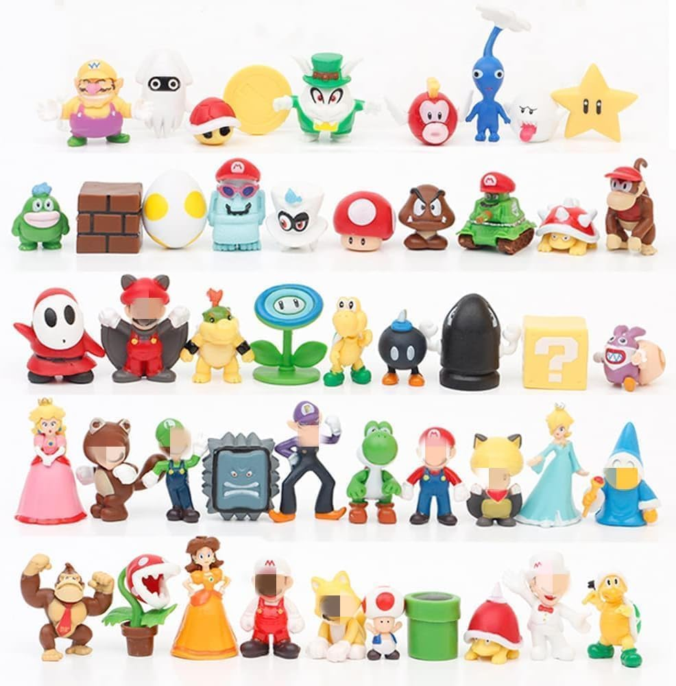 48PCS Mario Characters,Super Mary Action Figures Mini Toys,Mario Toys Bros Princess, Turtle, Cake Decoration Party Supplies Gifts for Kids Fans Collection Playset