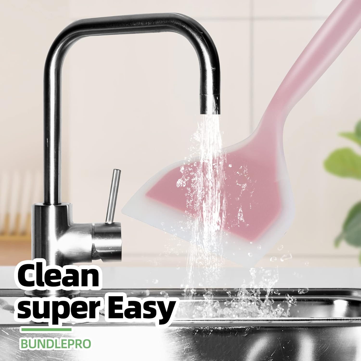 2 Pack Silicone Pancakes Spatula,Wide Pancakes Spatula Turner for Eggs Fish Pizza and Steak Shovel Omelette Spatulas for Nonstick Cookware,Heat Resistant Kitchen Flipper Spatulas for Cooking (GP) - Green And Pink image number 6