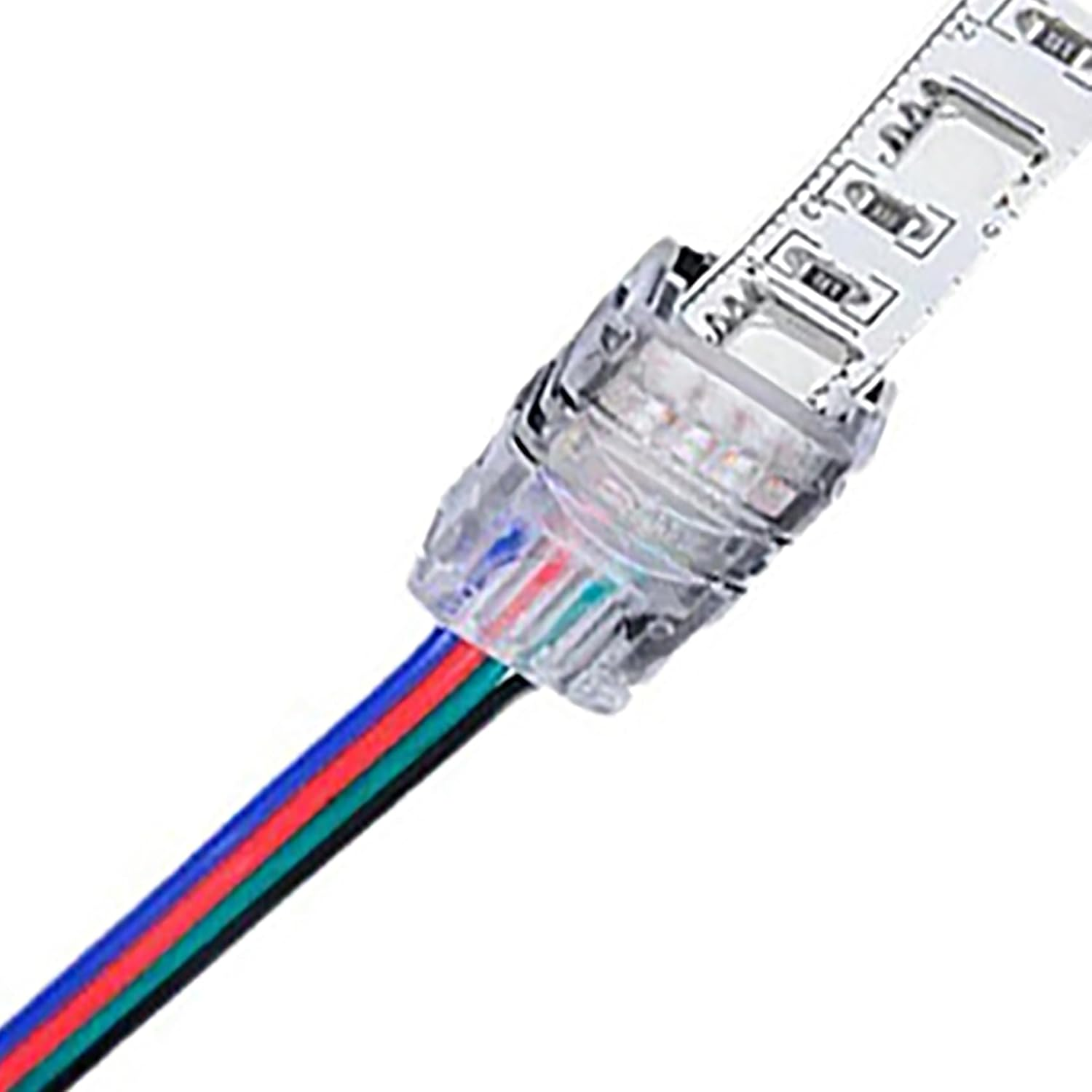 Tunghey 10 Pack 4 Pin LED Connector for Waterproof 10Mm RGB 5050 LED Strip Lights, Strip to Wire Quick Connection without Stripping, Include 5M 22 Gauge 4 Conductor Extension Cable image number 5