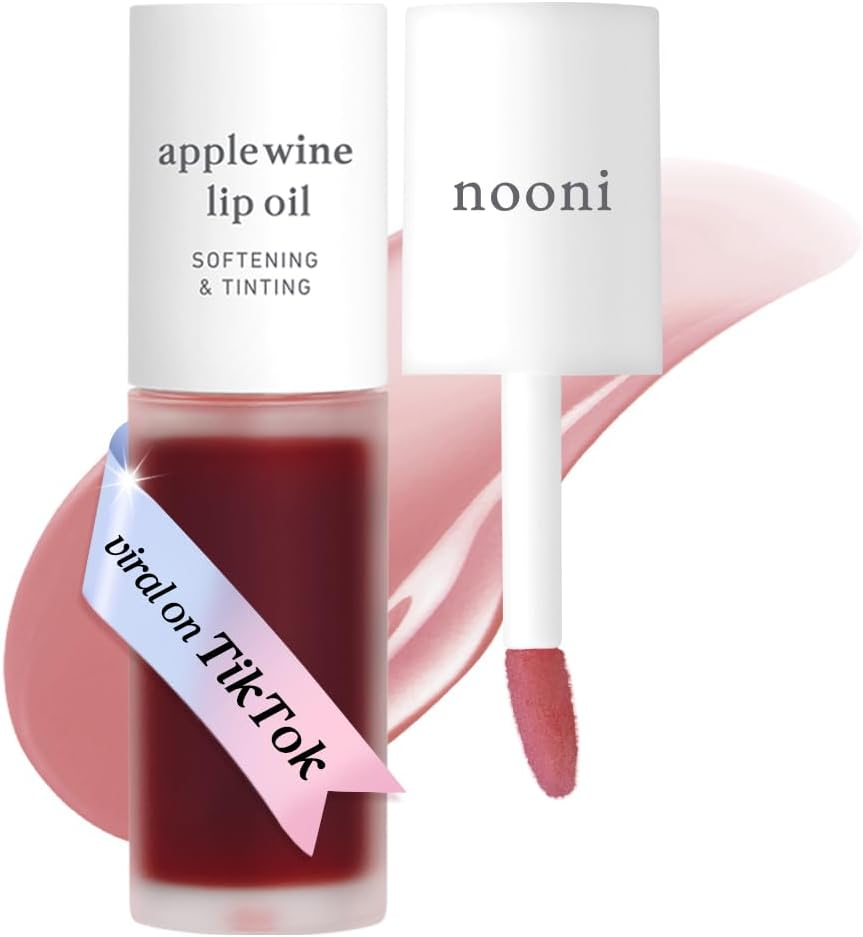 NOONI Vegan Korean Appleseed Lip Oil - Applewine | Lip Stain Long Lasting Hydration, Plumping, Moisturizing for Dry Lips, Grape Seed Oil, Lip Gloss Makeup, 0.12 Fl. Oz. Deep Red, Gifts for Women - 03. Appleblacktea image number 3