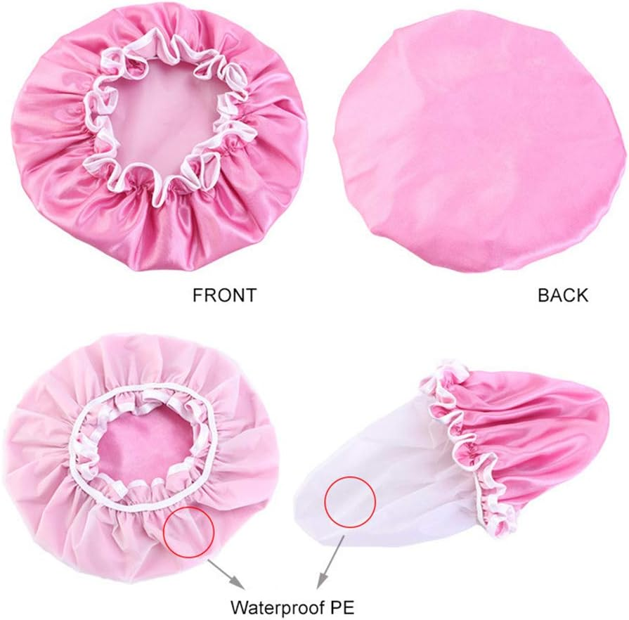 COMVIP Women Waterproof Elastic Band Bathing Cap Sleep Stain Bonnet I: Blue image number 6