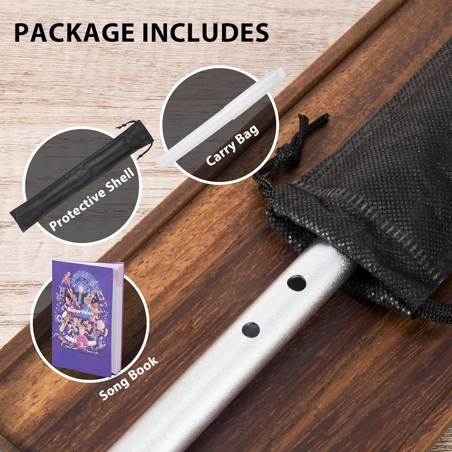 Vixxnoxx Irish Tin Whistle in C Key with Music Book & Bag, 6-Hole Traditional Penny Whistle Flute for Adults & Beginners, Brass Wind Instrument for Celtic Folk Music (Sliver) image number 6