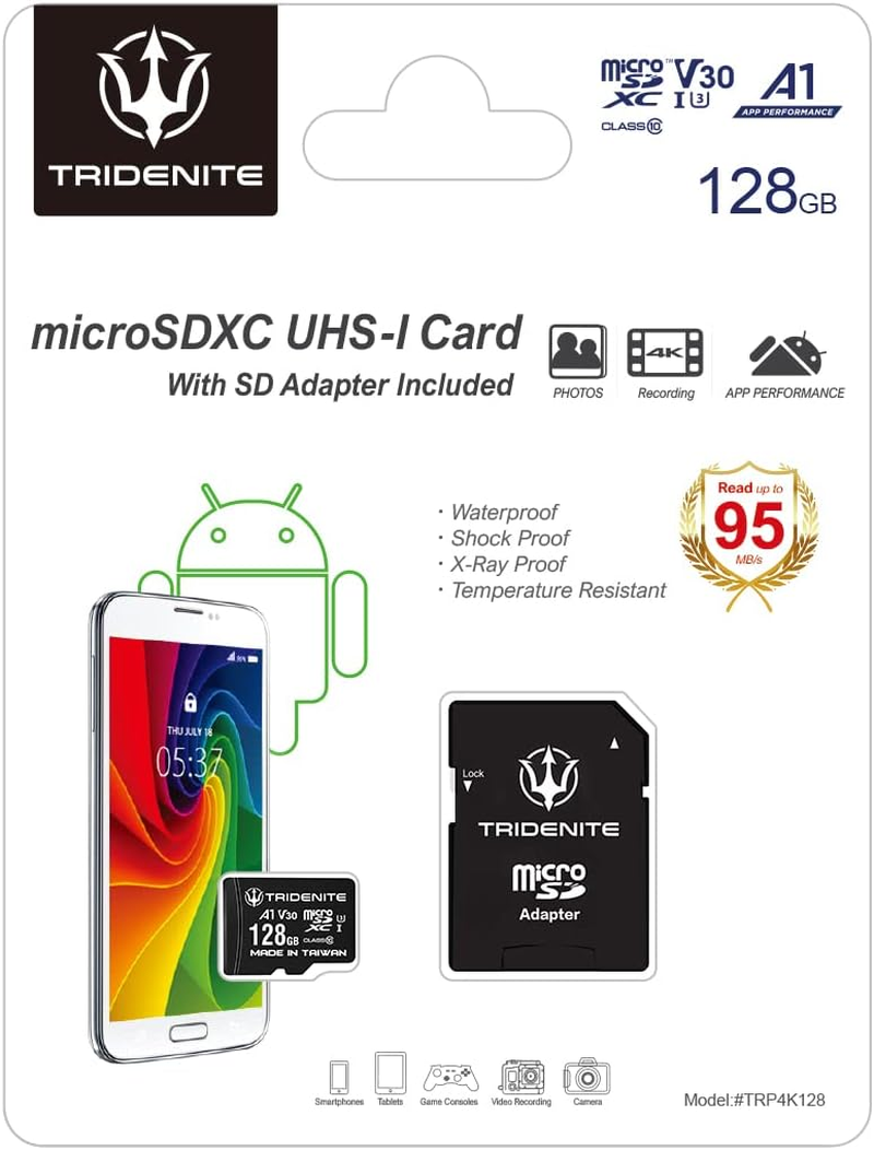 128GB Micro SD Card, Microsdxc Memory for Nintendo-Switch, Gopro, Drone, Smartphone, Tablet, 4K Ultra HD, A1 UHS-I U3 V30 C10, up to 95Mb/S Read, with SD Adapter image number 6