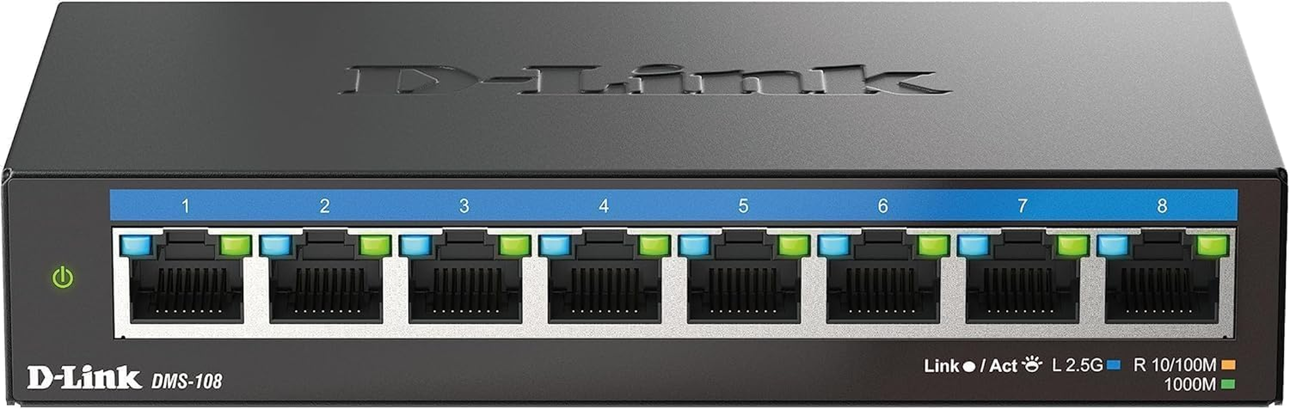 D-Link 8-Port 2.5G Network Switch, Multi-Gigabit Unmanaged Ethernet Switch, Plug & Play 2.5GB Ethernet Switch, Ideal for Gaming, Offices & NAS PC, Fanless, Desktop / Wall Mount 2.5GBE Switch (DMS-108) image number 3