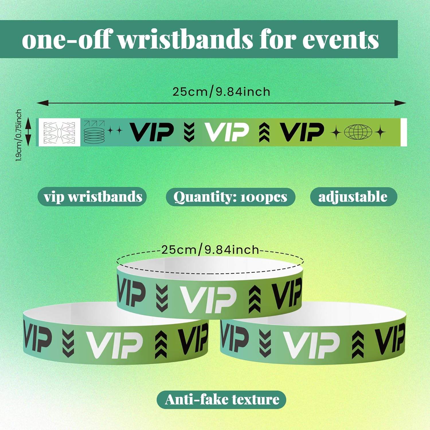 100Pcs Disposable Wristbands for Event Admission: VIP Paper Wristbands for Concerts, Parties, Membership Identification Bracelets image number 1
