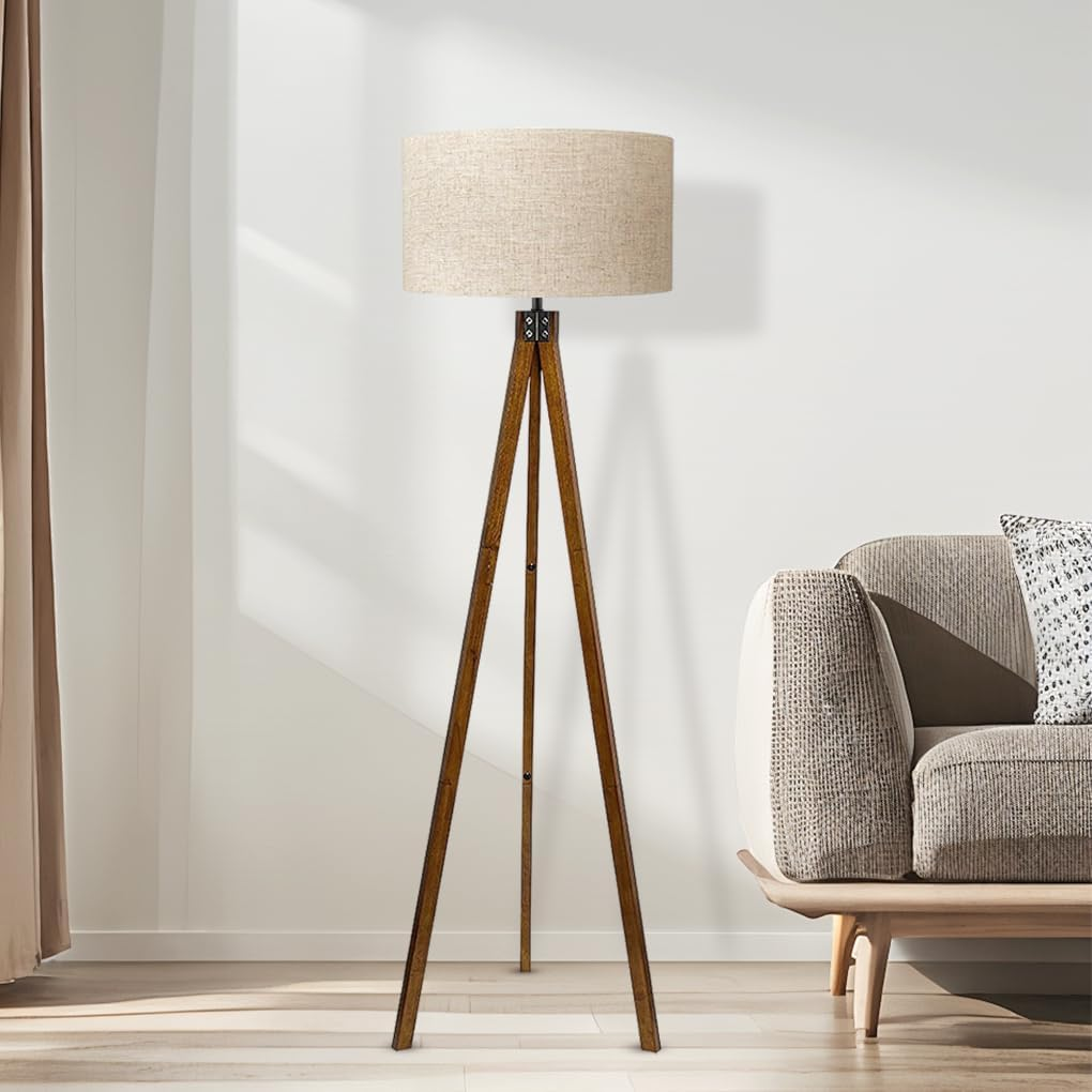 Clora Wood Tripod Floor Lamp Mid Century Standing Lamp Modern Design Studying Light for Living Room, Bedroom, Study Room and Office image number 6