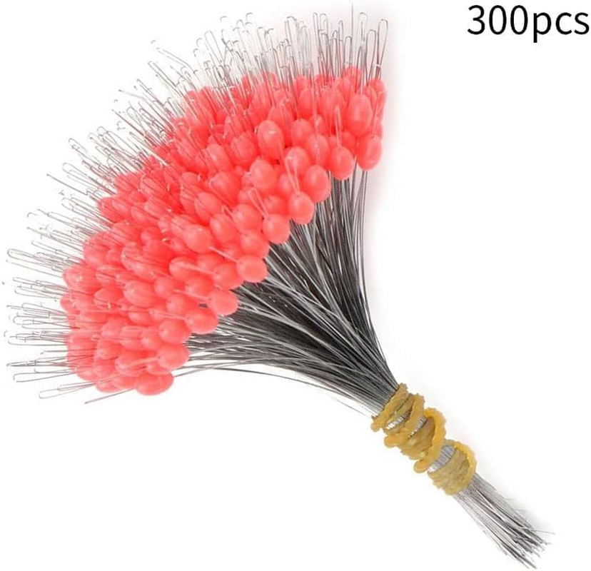 300Pcs Float Rubber Stopper Fishing Rubber Bobber Beads Stopper Bean Fish Line Accessories for 2.5-5.0 Line Red