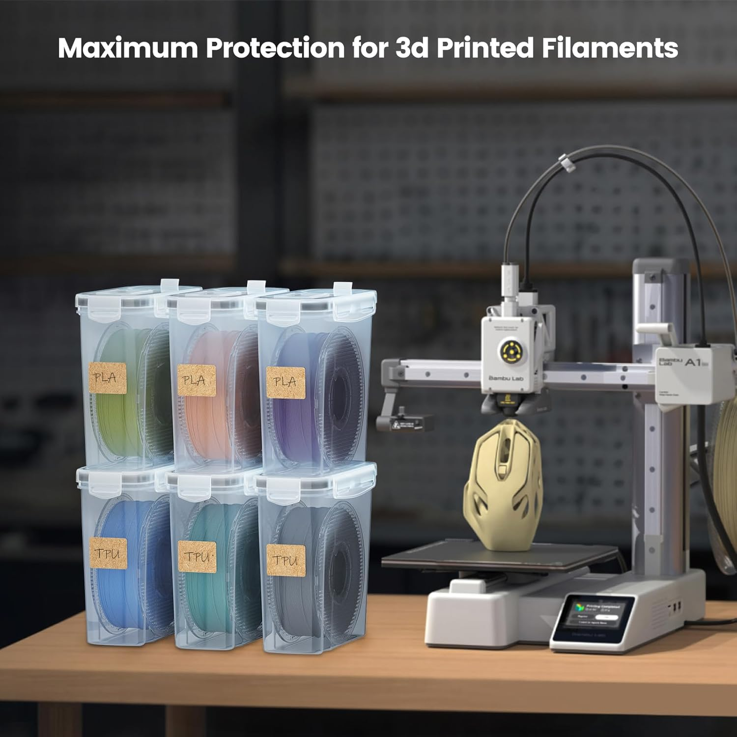 YOOPAI Filament Storage Box - Pack of 6 Filament Containers for 3D Printing Filament Sealing and Protection - Portable Storage with Desiccant and Labels, Waterproof and Dustproof 6.0 L image number 3