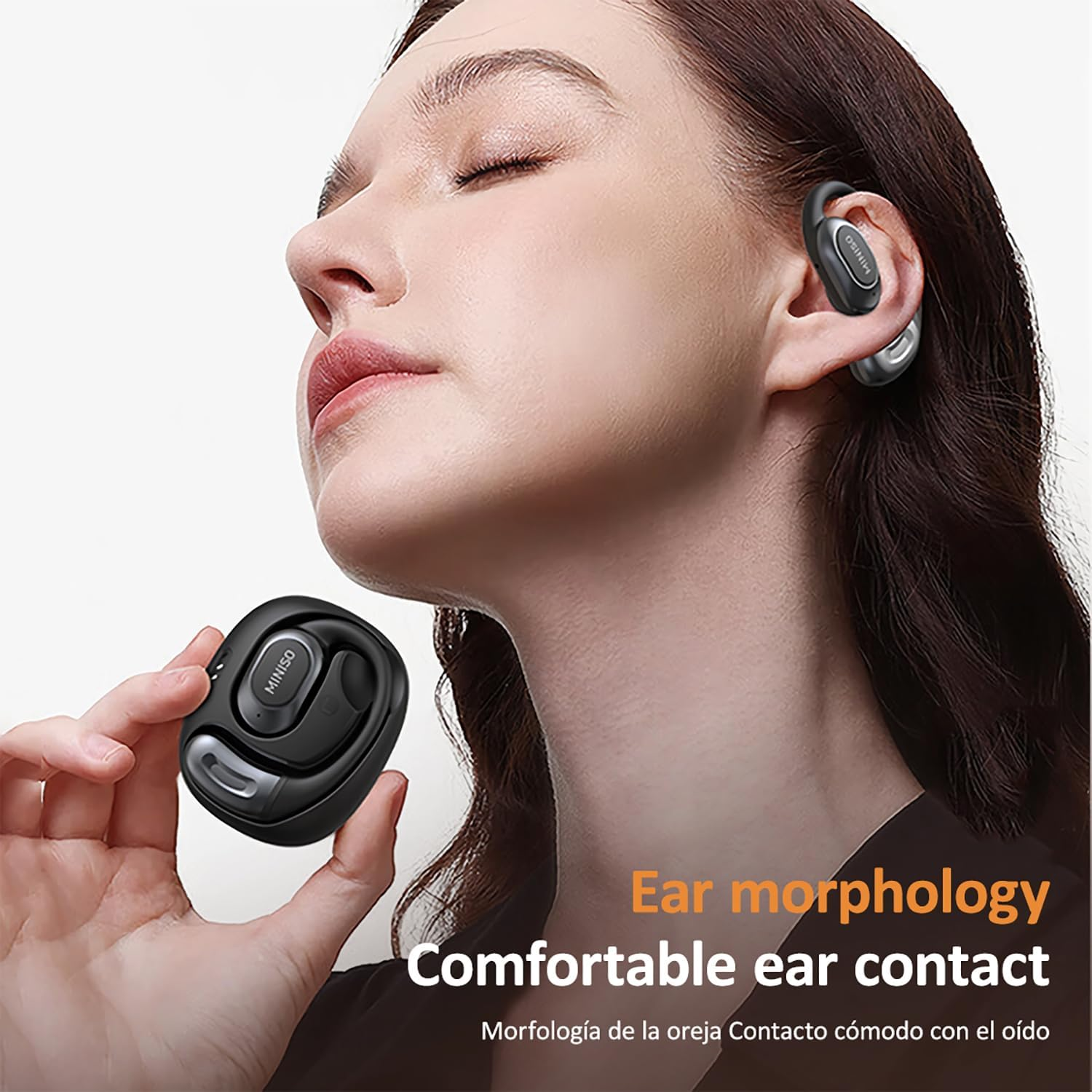 MINISO MS156 Al Translation Earbuds Real Time 3-In-1 Translator Earbuds 135 Languages&Accents Bluetooth 5.4 Open Ear Headphones with Silicone Neck Strap for Travel Business Learning, Black image number 4