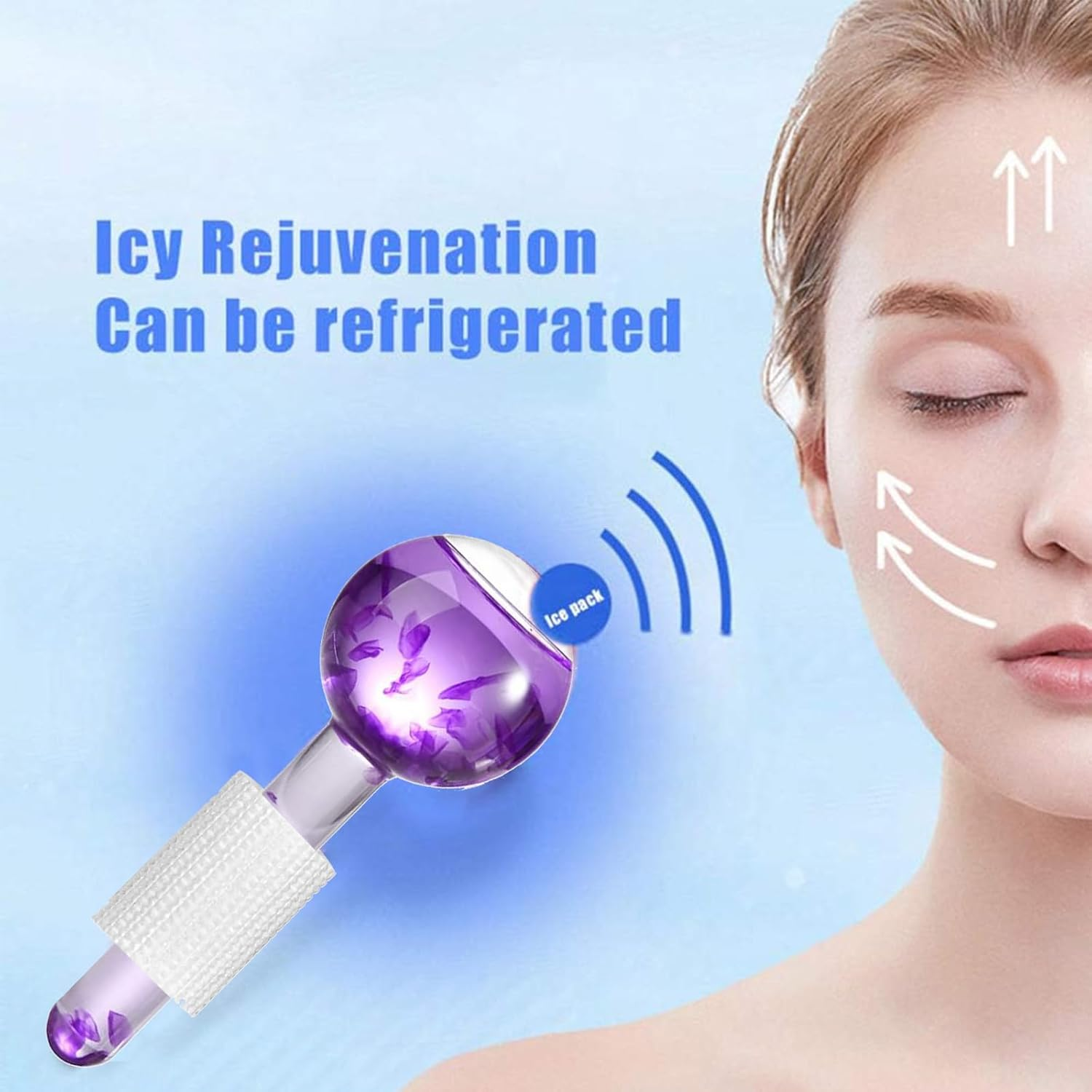 Itadaku 2 PCS Facial Ice Globes, Cryo Stick Ice Globes, Cooling Skin Care Massager for Puffiness, Dark Circles, Wrinkles, Skin Tightening, and Pore Reduction, Beauty Tool for Women & Girls (Purple) image number 3