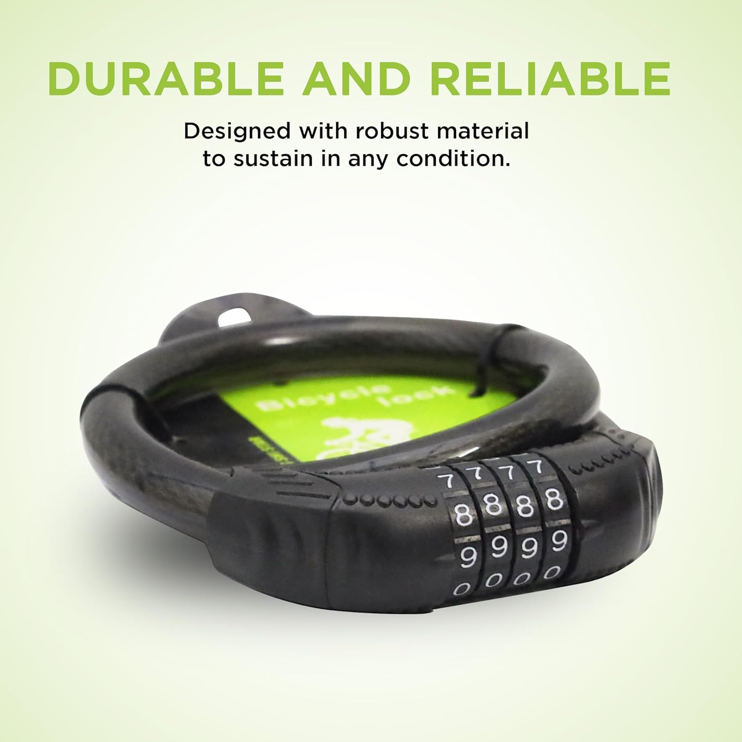 Endless EL1053 Multi Use Lock for Bike, Cycle, Helmet, Luggage with 4 Digit Resettable Cable Lock | Black | Material : Stainless Steel, Rubber | Heavy Duty Anti-Theft Protection All Purposes image number 2