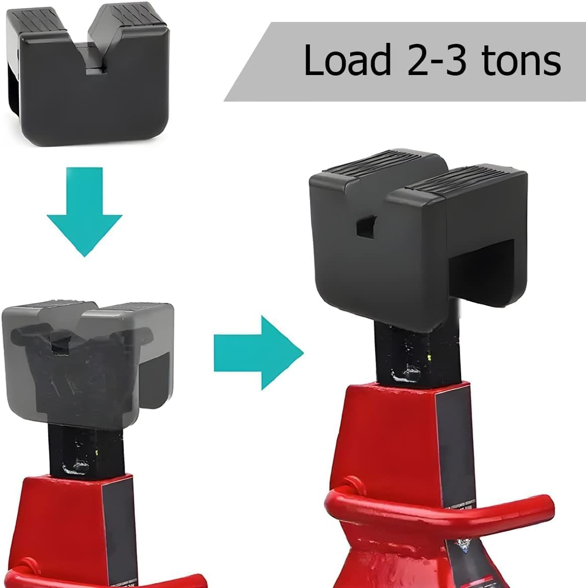 Jack Stand Pads, 4 Pcs 3 Ton Jack Pad Adapter, Universal Rubber Slotted Frame Rail Pinch Welds Protector Pad for Jack Stand Support Lift, Car Accessories for Sedan, SUV and More, Black image number 6