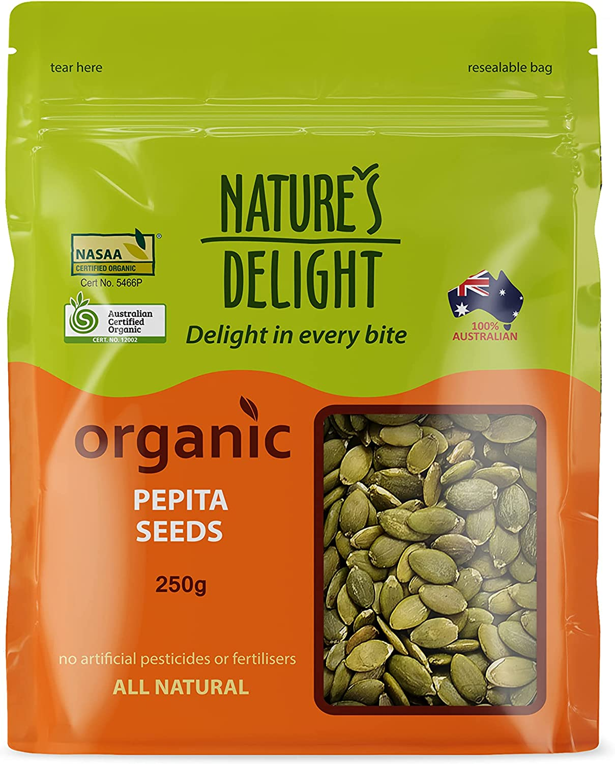 Natures Delight Organic Pepita Seeds 250 G image number 1