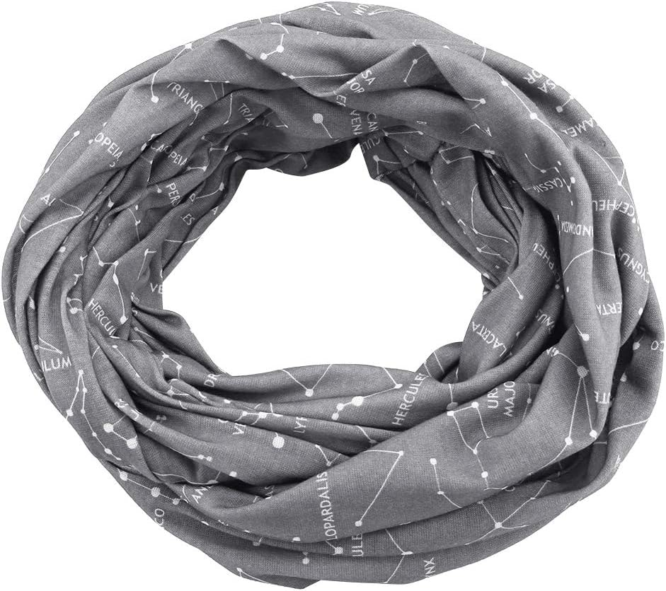 ANKROYU Star Pattern Loop Scarf Storage Bag with Zipper for Wallet Pocket Passport Travel Accessories Polyester Dark Blue Blue Grey Optional 165 180Cm (Grey) image number 4