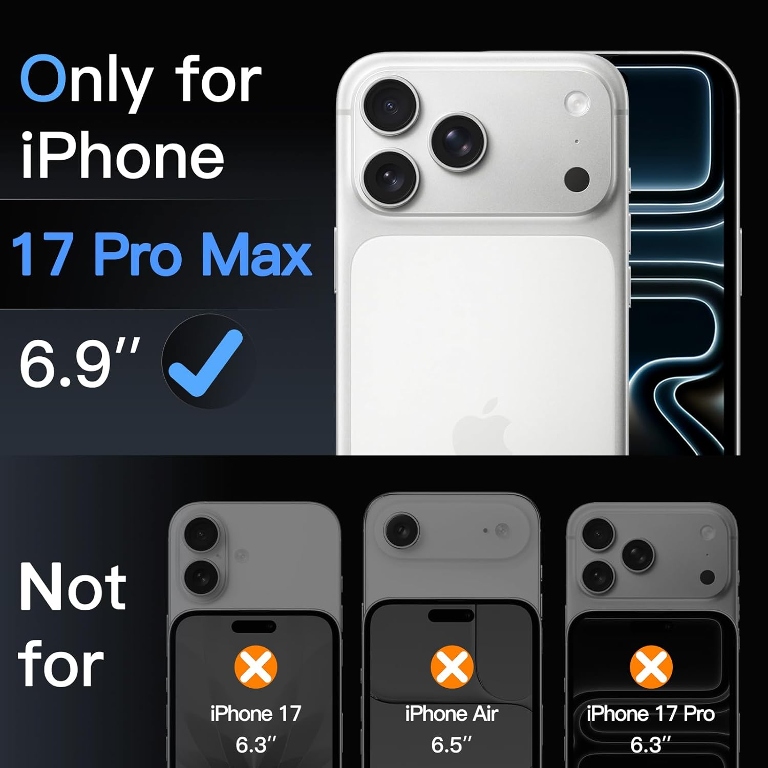 Jetech Shatterproof Screen Protector for Iphone 17 Pro Max 6.9-Inch, 9H+ Tempered Glass Military Grade Film with Easy Installation Tool, Case-Friendly, HD Clear, 3-Pack image number 6