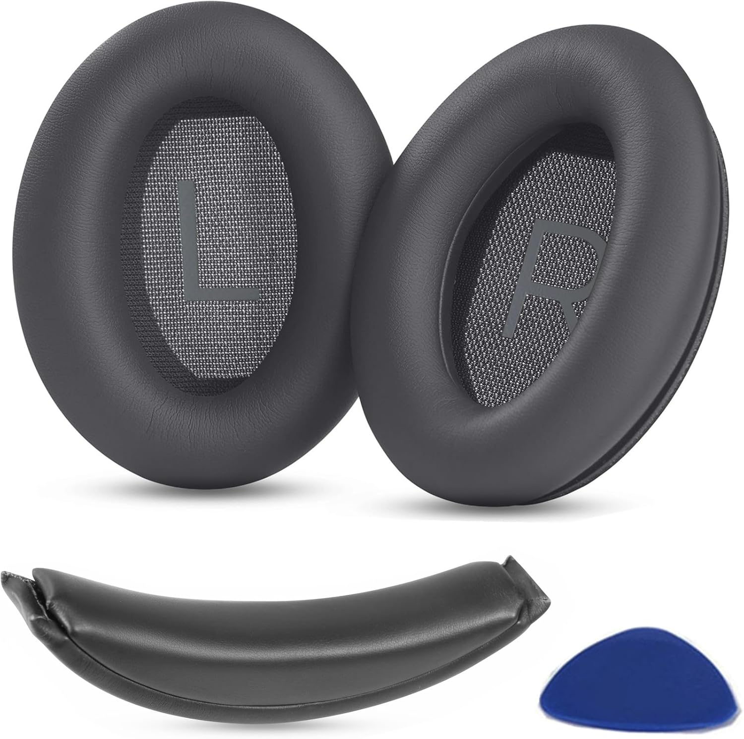 Ear Pads Cushions + Headband Replacement Earpads Compatible with Bose Quietcomfort 45 QC45 35 QC35, QC35 Ii Over-Ear Headphones Easy DIY Installation,Protein Leather Parts (Dark Gray Kit)