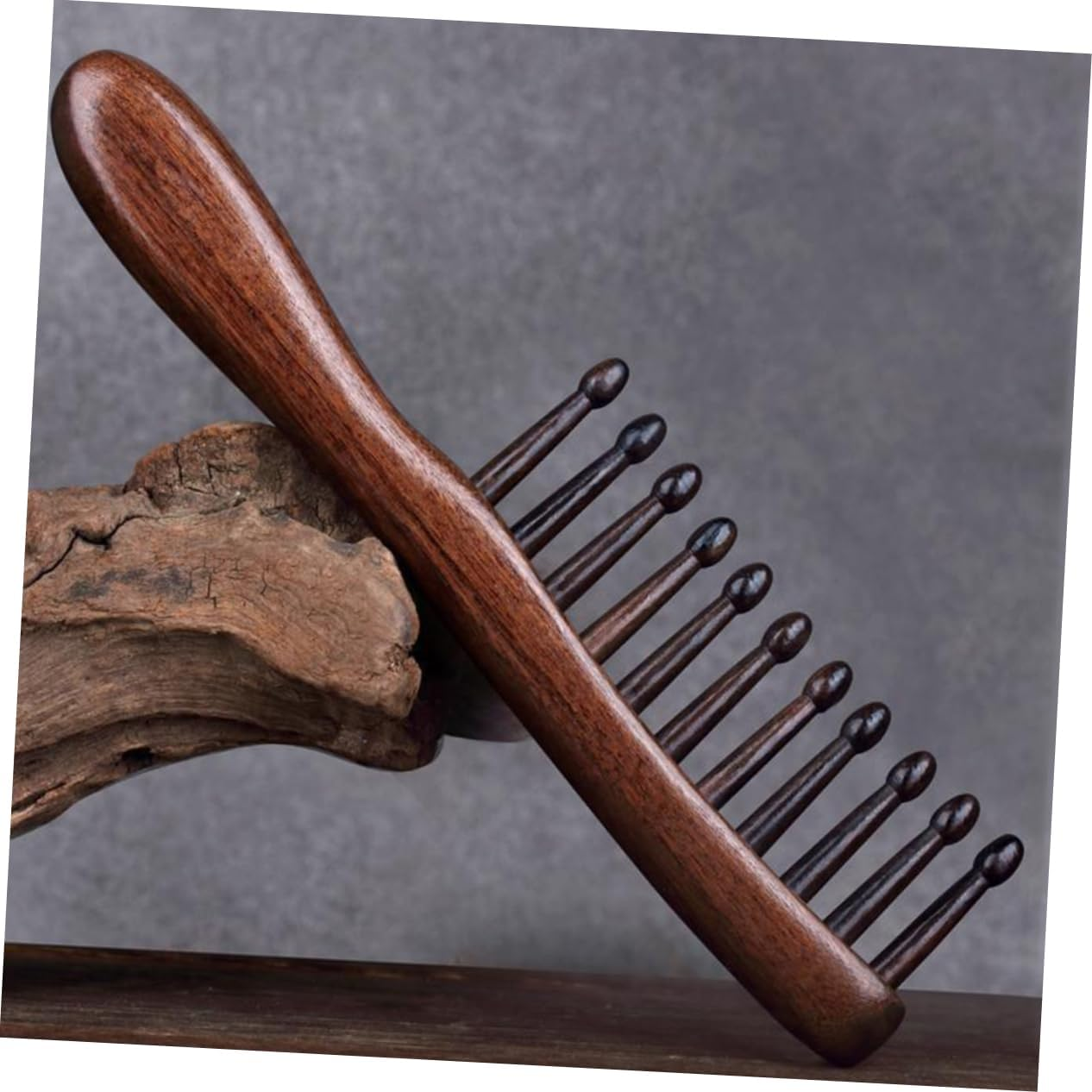 Healeved 2Pcs Wood Comb Wide Tooth Detangler for Women Men Wooden Massage Hair Comb Scalp Massager for Hair Care image number 1