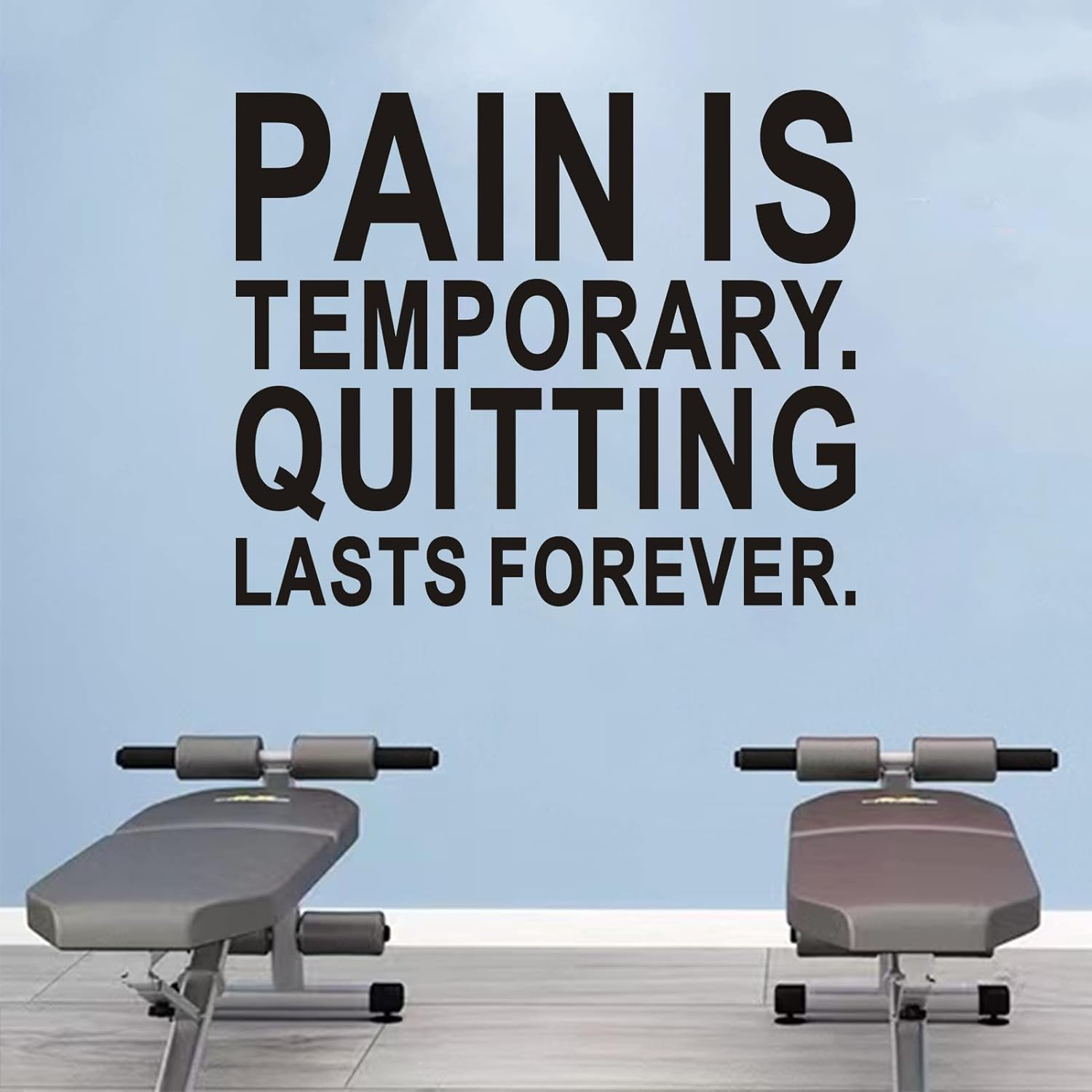 SEATUNE Gym Motivational Wall Decals - Inspirational Quotes Positive Wall Stickers - Garage Yoga Sports Fitness Running Wall Decals Home Vinyl Art Wall Decor - Pain Is Temporary Quitting Lasts Forever 30"X25" image number 4