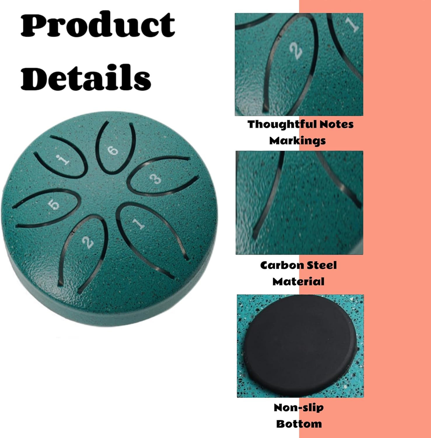 2 PCS Mini Musical Instruments,Mini Kalimba and Mini Rain Drum,8 Keys Mini Finger Thumb Piano and 6-Note Steel Tongue Drum,For Adult Kid Musical Education (Green) - Black image number 2