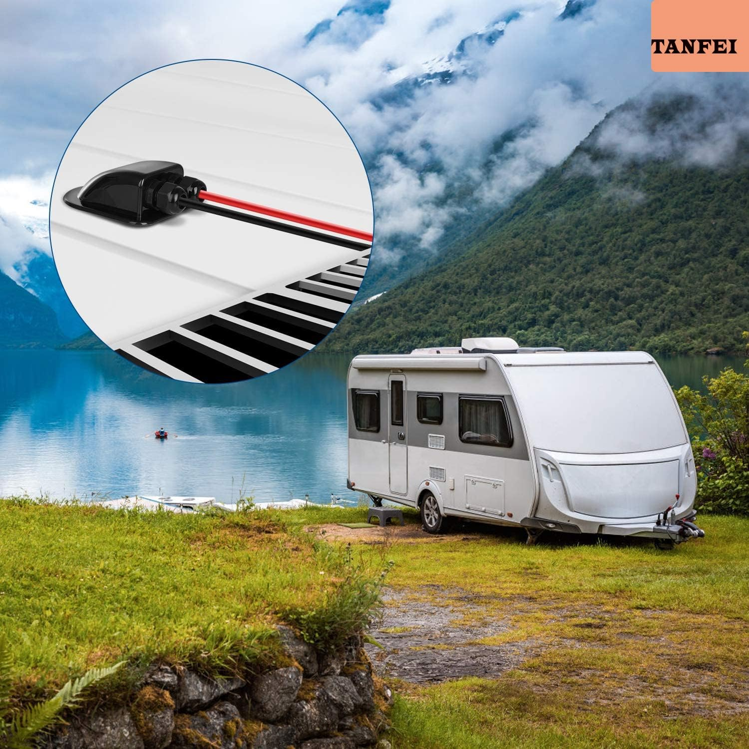 2 Pcs Solar Cable Entry Gland, Solar Panel Junction Box RV Caravan Boat Waterproof Cable Gland for All Cable Types (Dual Cable Entry, Black) image number 2