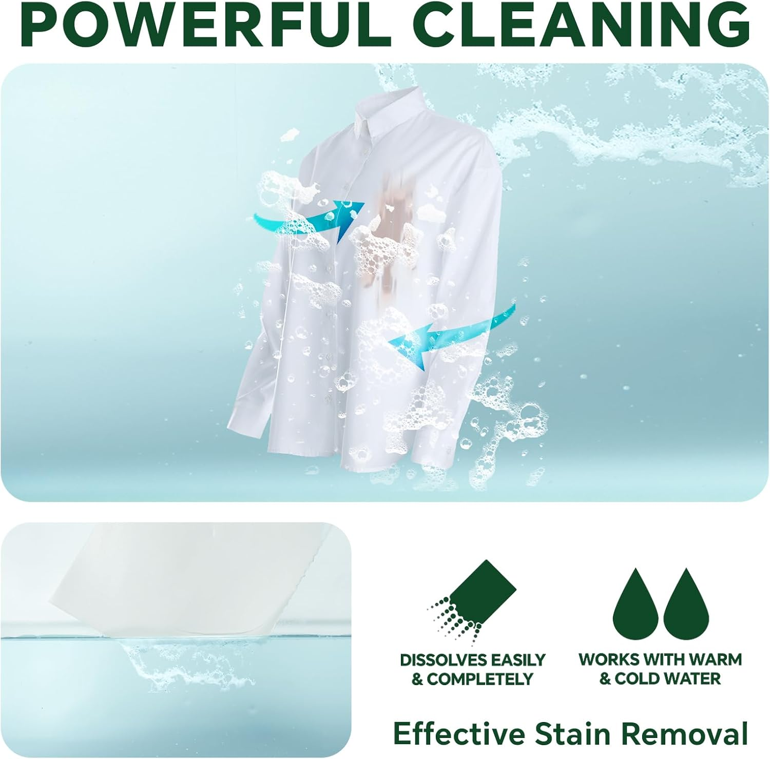 Laundry Detergent Sheets Fresh Scent, Eco-Friendly, Powerful Cleaning, up to 160 Loads (80 Sheets), Hypoallergenic Laundry Soap Sheets for Travel and Home Washing image number 2