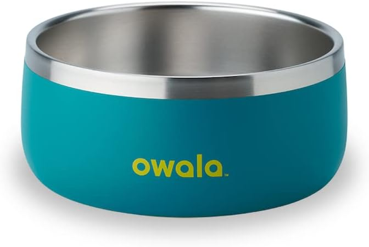 Owala Pet Bowl - Durable Stainless Steel, Food and Water Bowl for Dogs, Cats, and All Pets, Non-Slip Base, 24Oz, Teal (Turquoise & Caicos)