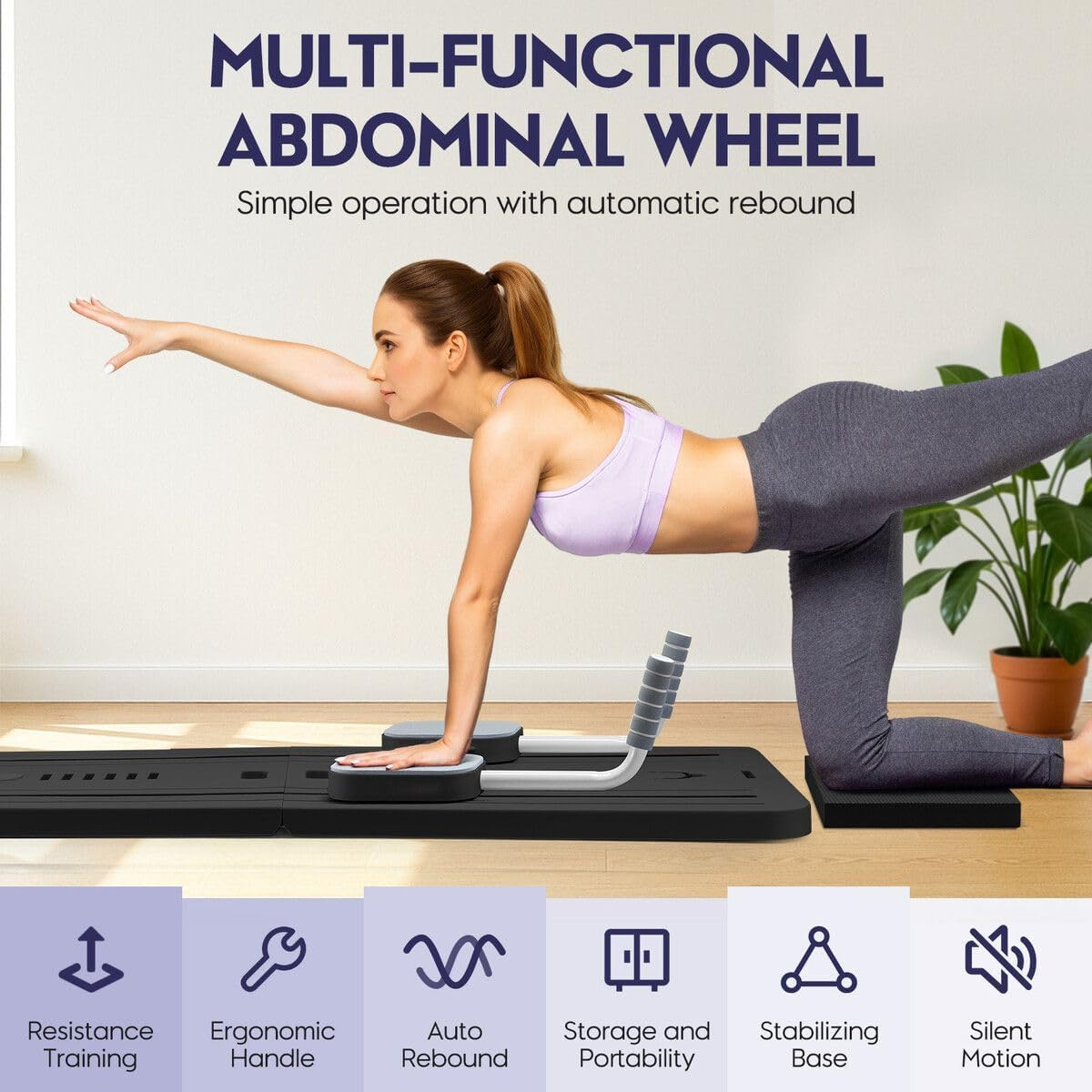 GENKI Pilates Board - Pilates Reformer Set, Portable and Foldable Pilates Board for Home Workout, Reformer Abdominal Ab Core Trainer Machine for Women, Pilates Reformer Machine for Home Exercise image number 4