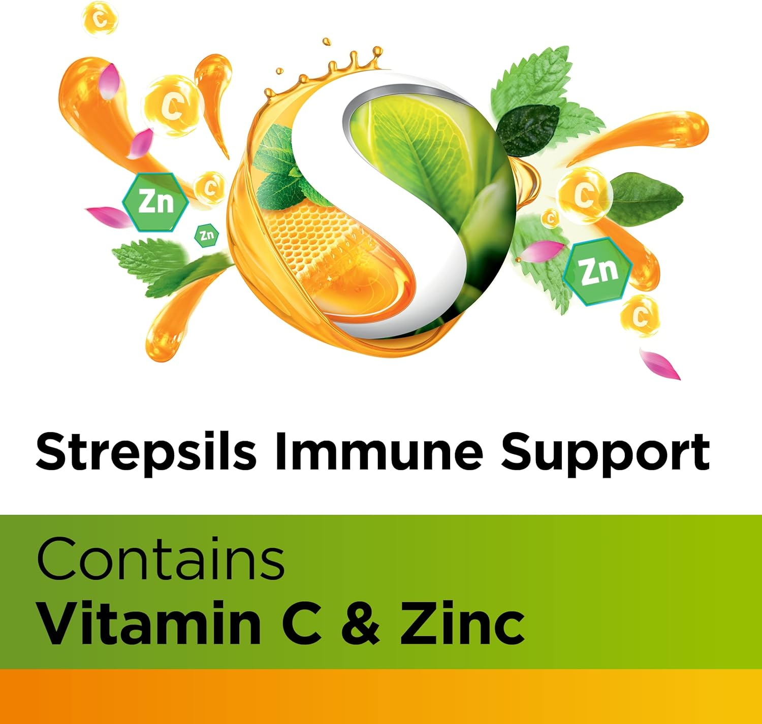 Strepsils Herbal Immune Support Lozenges, Honey Lemon, 16 Pack image number 2