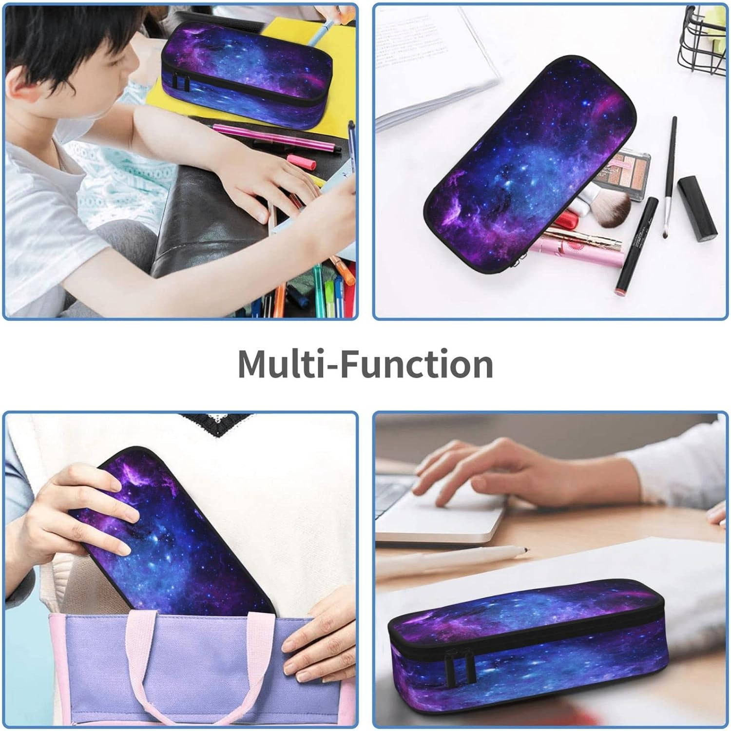 Large Capacity Pencil Case Organizer Universe Space Galaxy Nebula Zipper Pencil Pouch Bag for Girls Boys Teens Adults School Office Storage Bag Pencil Holder Students Stationery Bag Makeup Bag, image number 1