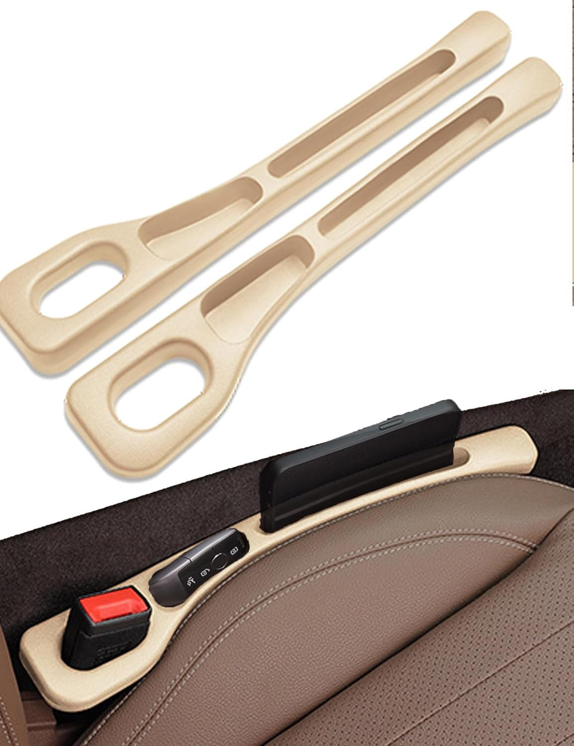 Car Seat Gap Filler, 2 Pack Soft Foam No Drop Black Blocker & Organizer, Fills Crevice between Seat & Console - Universal Fit for Car, SUV, Truck - DEMIBAZ