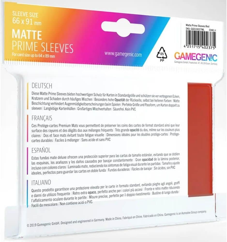 Gamegenic Matt Prime Card Sleeves, Red - Black image number 6