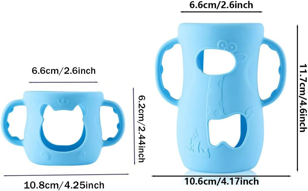 3 Pack Silicone Sleeves for Avent Baby Bottles with Handles, Compatible with Philips Avent Natural Glass Baby Bottles 240Ml, and Easy to Clean and Sterilize. (White+Blue+Green, 240Ml) image number 7