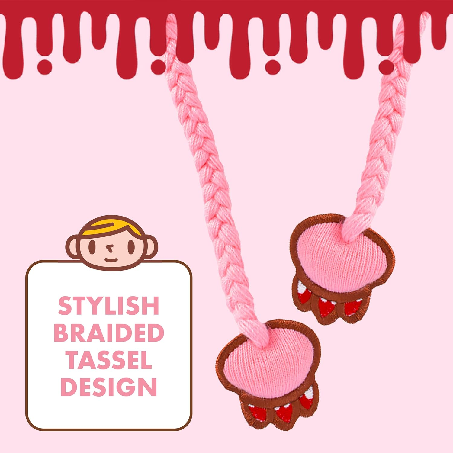 Concept One Gloomy Bear Beanie Hat, Peruvian Winter Knit Cap with 3D Ears and Tassels