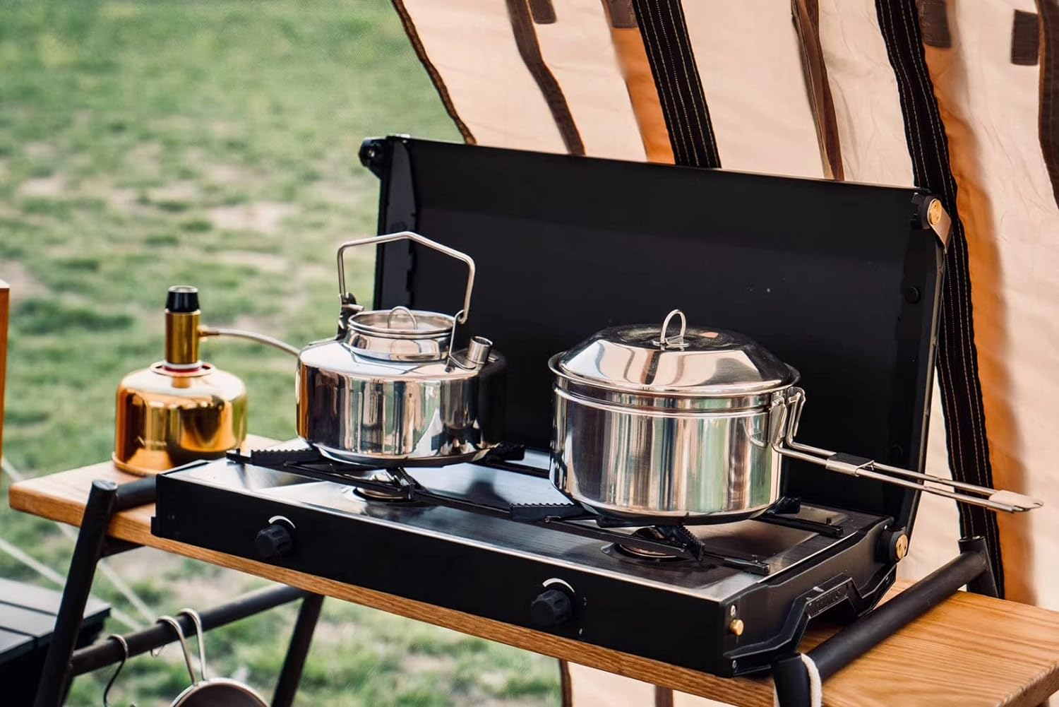 Fire-Maple 1.0L Stainless Steel Camping Kettle and 1.0L Cooking Pot Set, 3-Piece Cookware Set for Backpacking, Camping, Fishing, Bushcraft, Stovetop, Open Fire - 0.8 Litre Stainless Steel Set image number 4