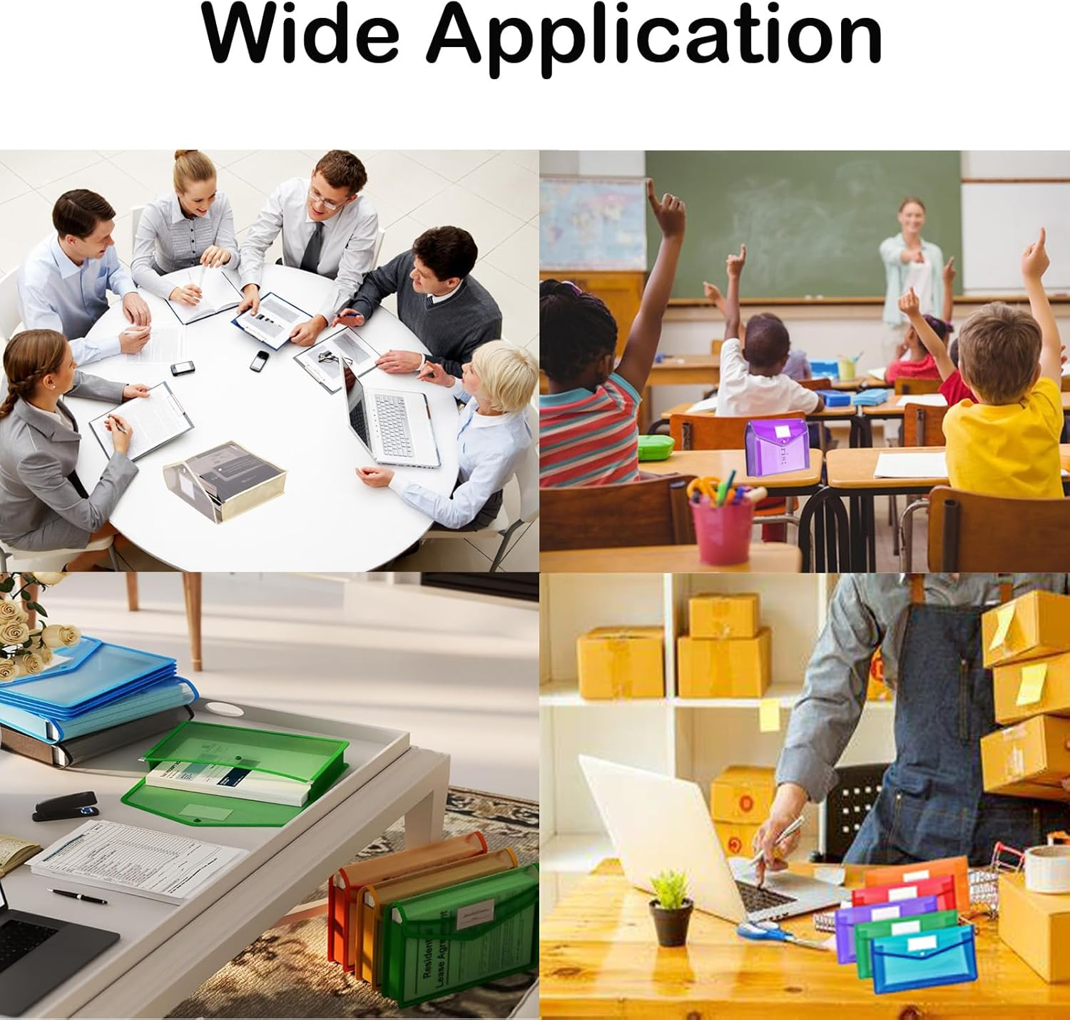 Igolife Plastic File Folder, 9 Pcs Large-Capacity Poly Envelope Expanding File Wallet Document Folder A4 Accordion File Pouch with Label Pocket and Snap Button for School Home Work Office Organization image number 6