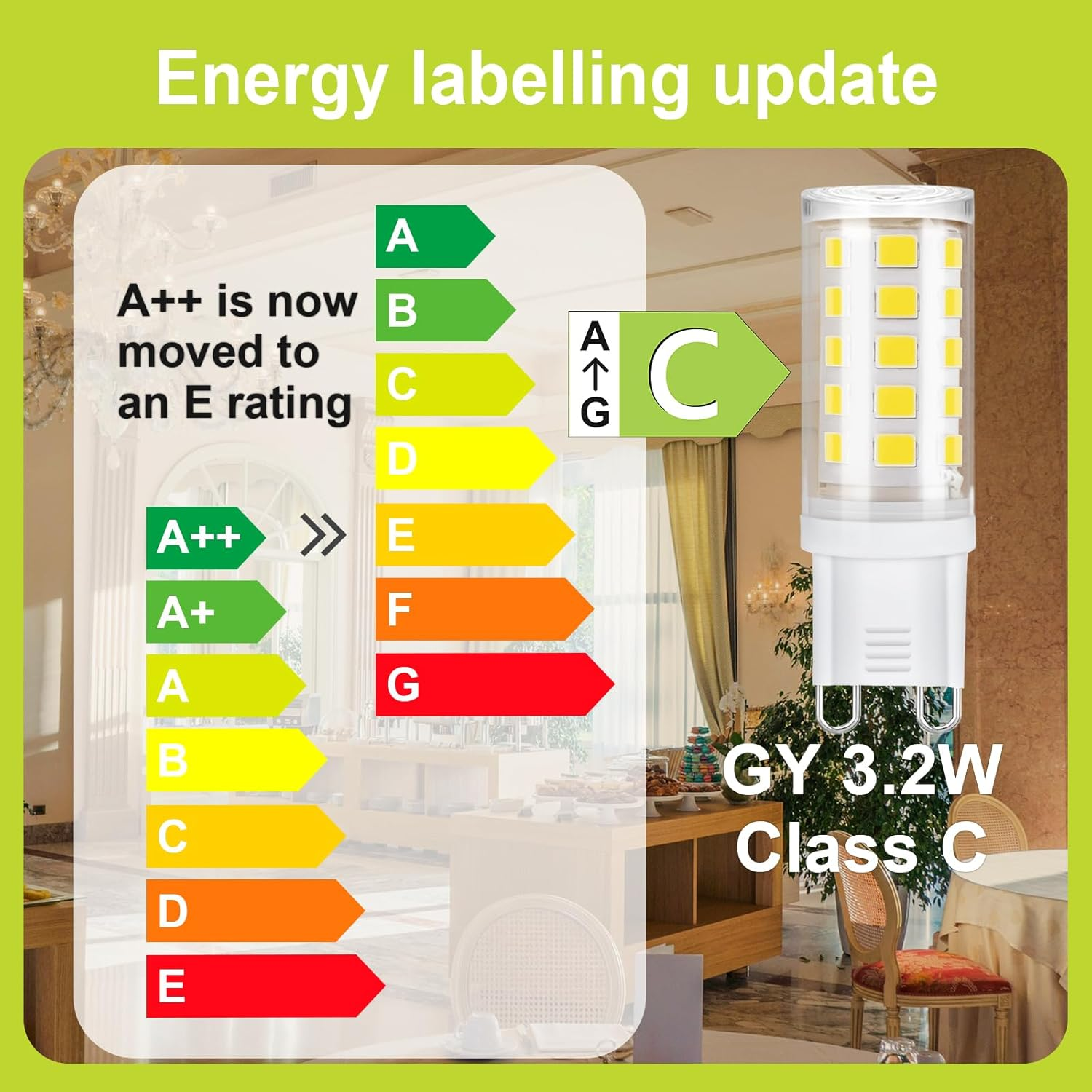 GY G9 LED Bulbs,3.2W Neutral White 4000K Energy Saving Light Bulbs,Equivalent to 40W,520 Lumen No Flicker, Not Dimmable for Home Lighting Decor,5 Pack