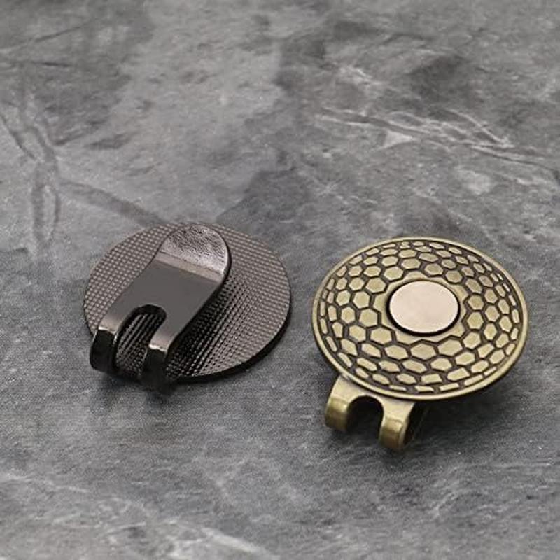 3 Pack Magnetic Golf Ball Hat Marker Clips, Zinc Alloy Golf Hat Clips for Golf Training and Cap Use(Silver, Bronze, Black)