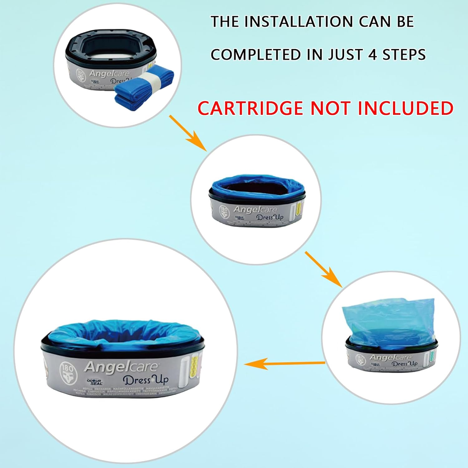 12 Pack 6.5 Meter Nappy Bin Refill Bags Diaper Pail Refills Compatible with Tommee Tippee & Angelcare Pails Diaper Bin Bag image number 4