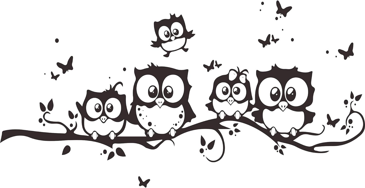 Cute Cat Branches Wall Decals - Removable Kitty Stickers Decor for Girls Bedroom, Kids Nursery, Bathroom Art