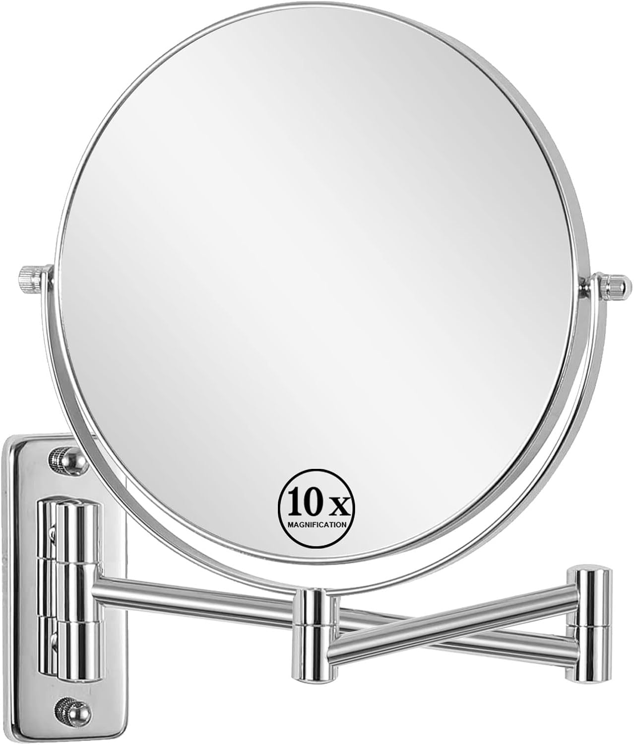 Yinjupu Makeup Mirror with Adjustable Height, Rechargeable 1X/10X Wall Mounted Makeup Mirror Magnifying Dimmable Double Sided 8'' Vanity Mirror (Adjustable Brush) - New Black 3 image number 6