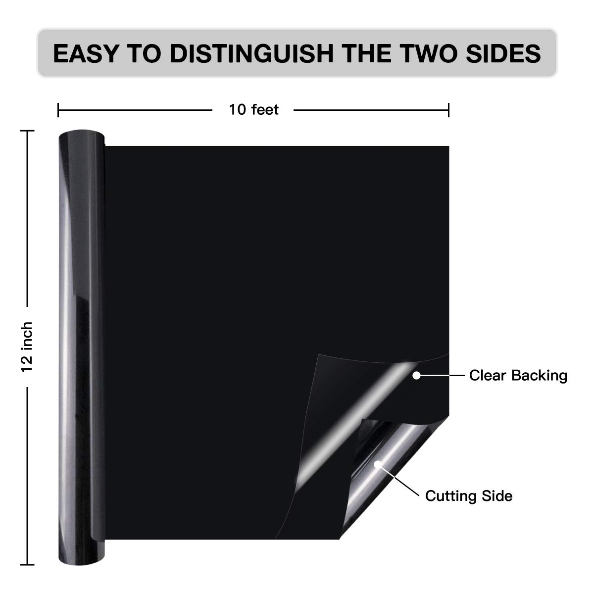 YRYM HT Black Permanent Vinyl &ndash; Adhesive Vinyl Rolls &ndash; 12&rdquo;X10Ft Black Vinyl Glossy for Cricut & Silhouette Cameo, Craft and Decals Cutters image number 6