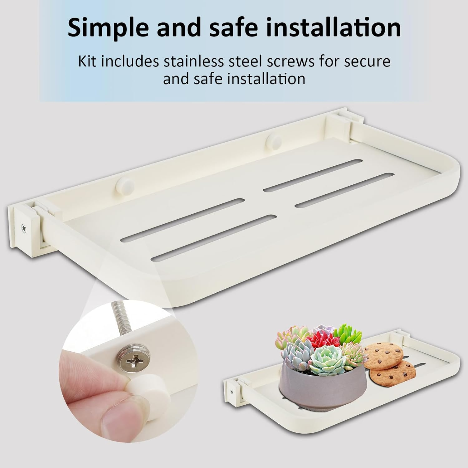 2Pcs RV Aluminum Foldable Shelf, Wall Mounted RV Floating Shelf, Space Saving Compact Fold down Shelf Shelf, Versatile RV Floating Shelf for Camper Car,Caravans Bathroom, Laundry Room,Easy Install image number 3