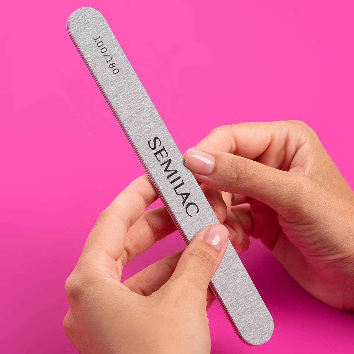 Semilac Nail Files with Straight Shape, Double-Sided Files with Medium Grain Grade, 100/180 Nail Files for Natural Nails and Gel Nails, Perfect for Manicures and Pedicures image number 1