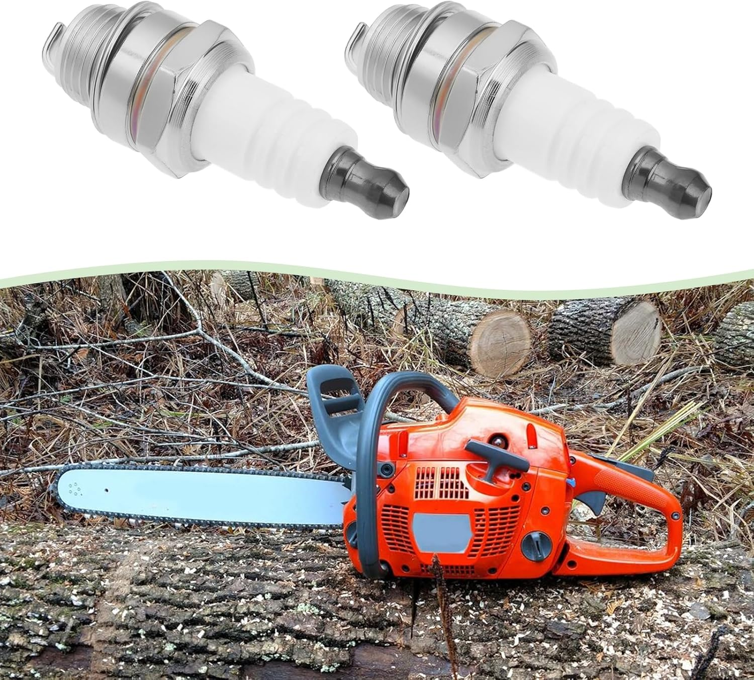 LT Easiyl 2Pcs Lawnmower Spark Plug Replacement Part 577484001 HQT-1 Suitable for Gasoline Chain Saw Hedge Trimmer Compatible with Husqvarna BPM7RA image number 1