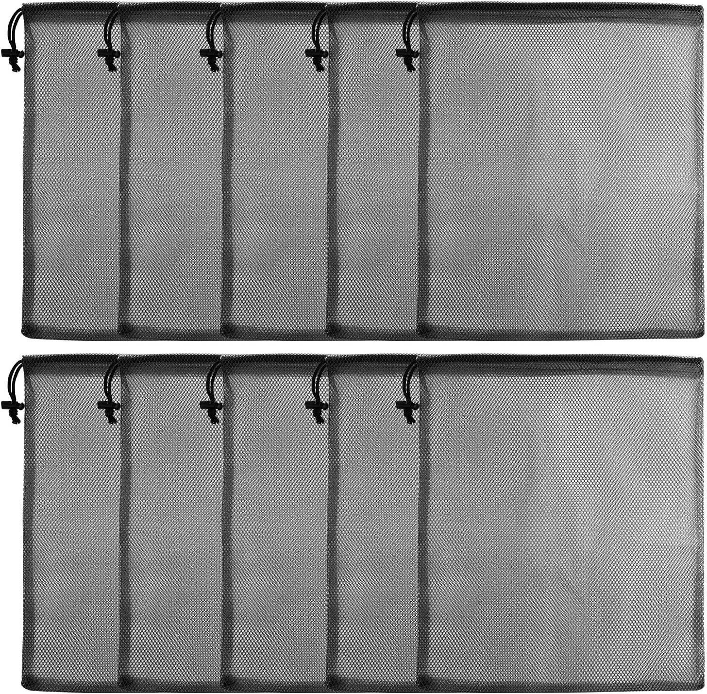 KUUQA 10 Pcs Mesh Drawstring Bag, Laundry Bag, Mesh Stuff Sack, Golf Ball Bag, Nylon Mesh Bag for Storage, Travel and Sports (Colorful, 13"X15.5")