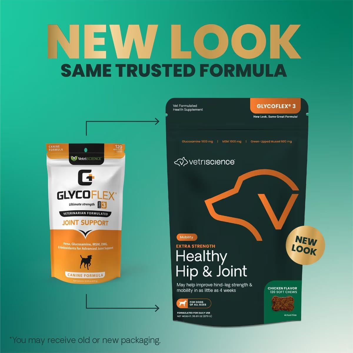 Vetriscience Extra Strength Healthy Hip & Joint Chews, Glycoflex Glucosamine and Green-Lipped Mussel Joint Support Supplement for Dogs, Promote Mobility and Soothe Joint Discomfort, Chicken, 120 Count image number 2