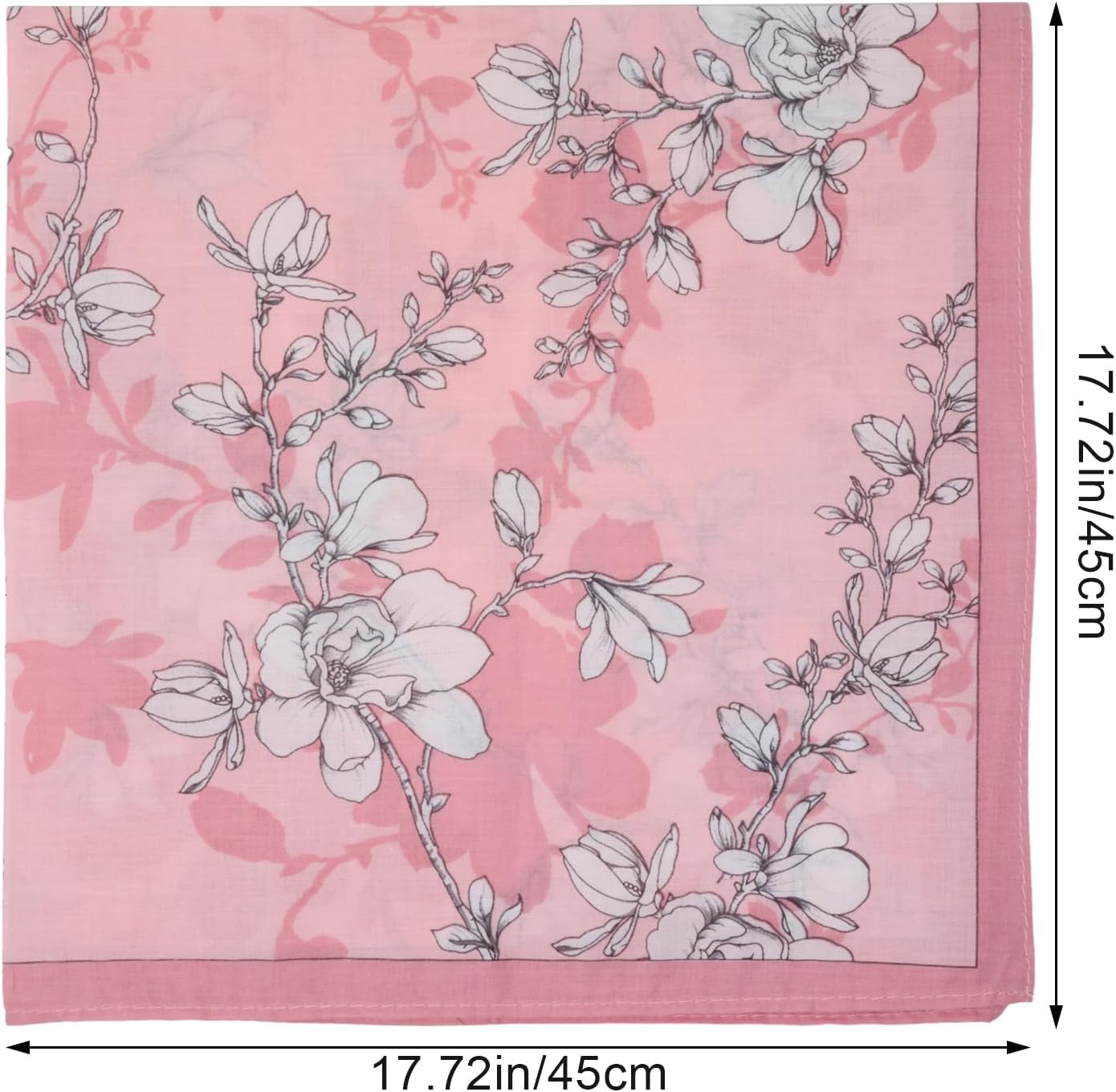 Yueton 3PCS Beautiful Floral Printing Handkerchief Soft Cotton Handkerchief Women Hankies, Three Colors, Three Colors image number 2