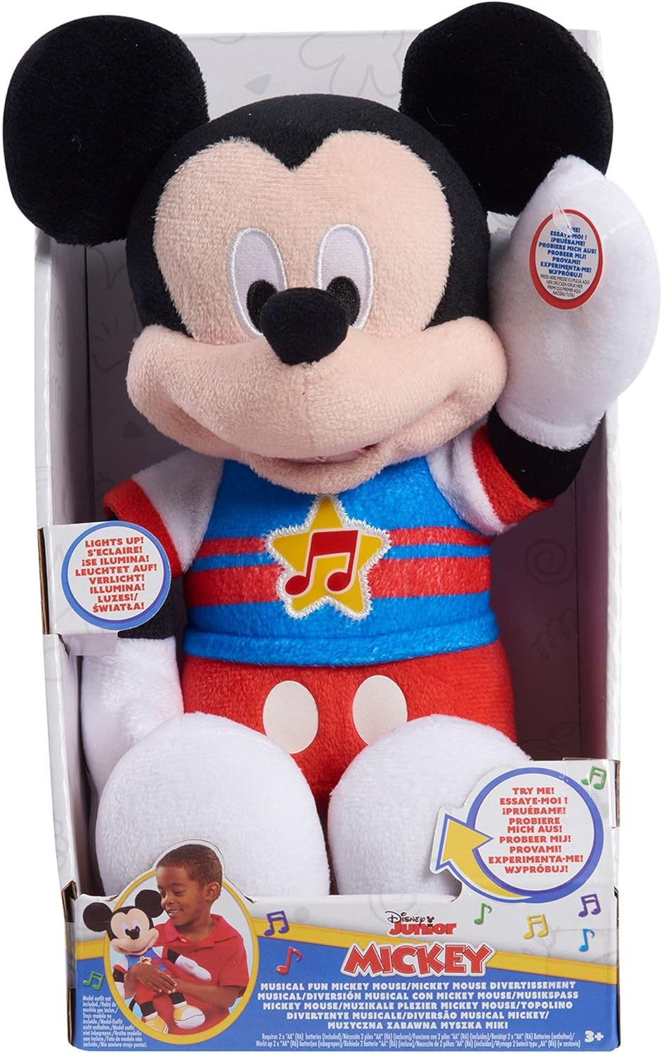 Disney Junior Mickey Mouse Funhouse Singing Fun Mickey Mouse 13 Inch Lights and Sounds Feature Plushie, Sings the Wiggle Giggle Song, Kids Toys for Ages 3 up by Just Play image number 2