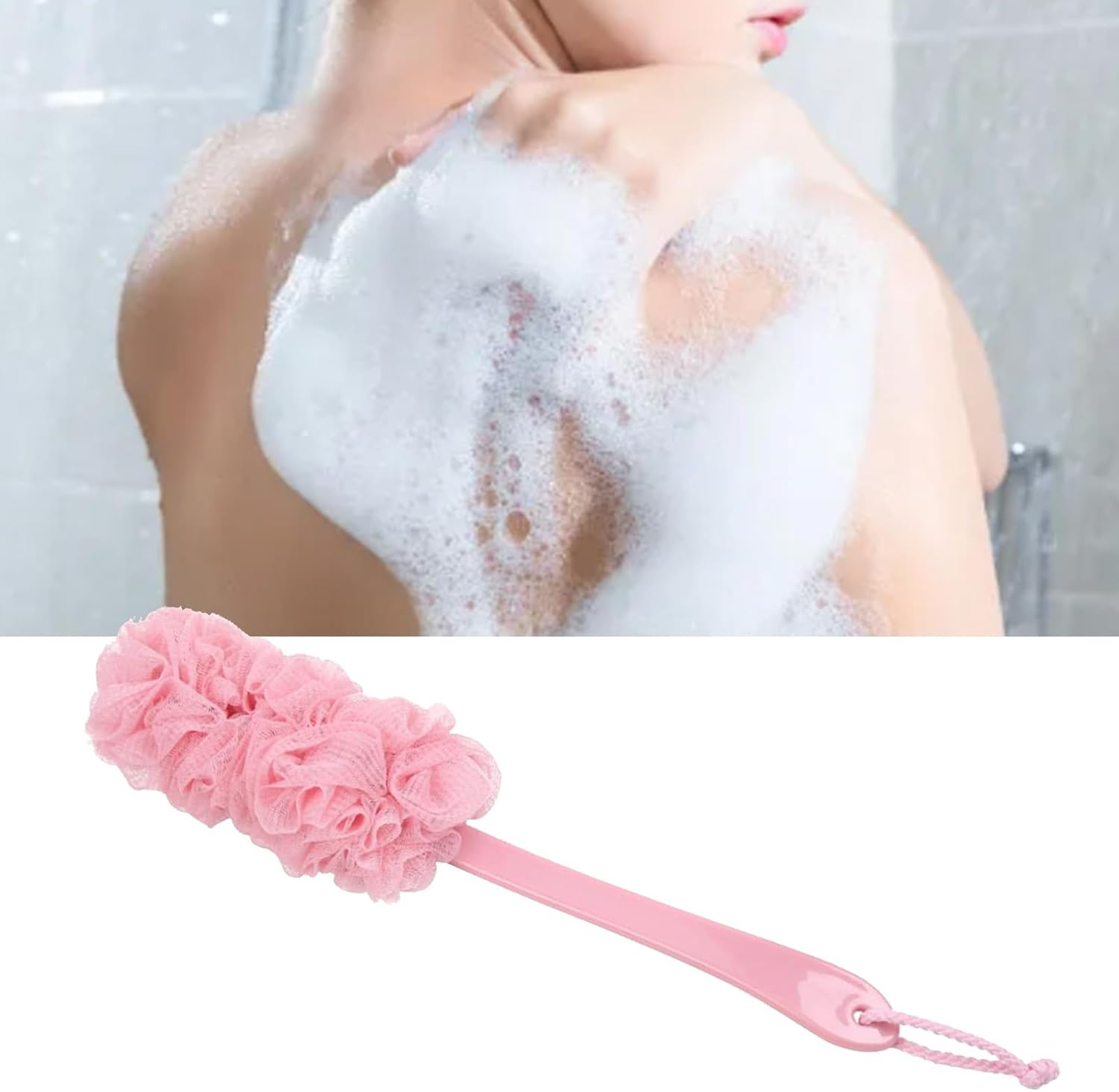 Omabeta Bath Sponge, 0.78Ft(24Cm) Long Handle, 1.44Ft(44Cm) L with Soft Loofah Design, Back and Body Shower Brush, Skin Rejuvenation Exfoliating, 1-Pack image number 4