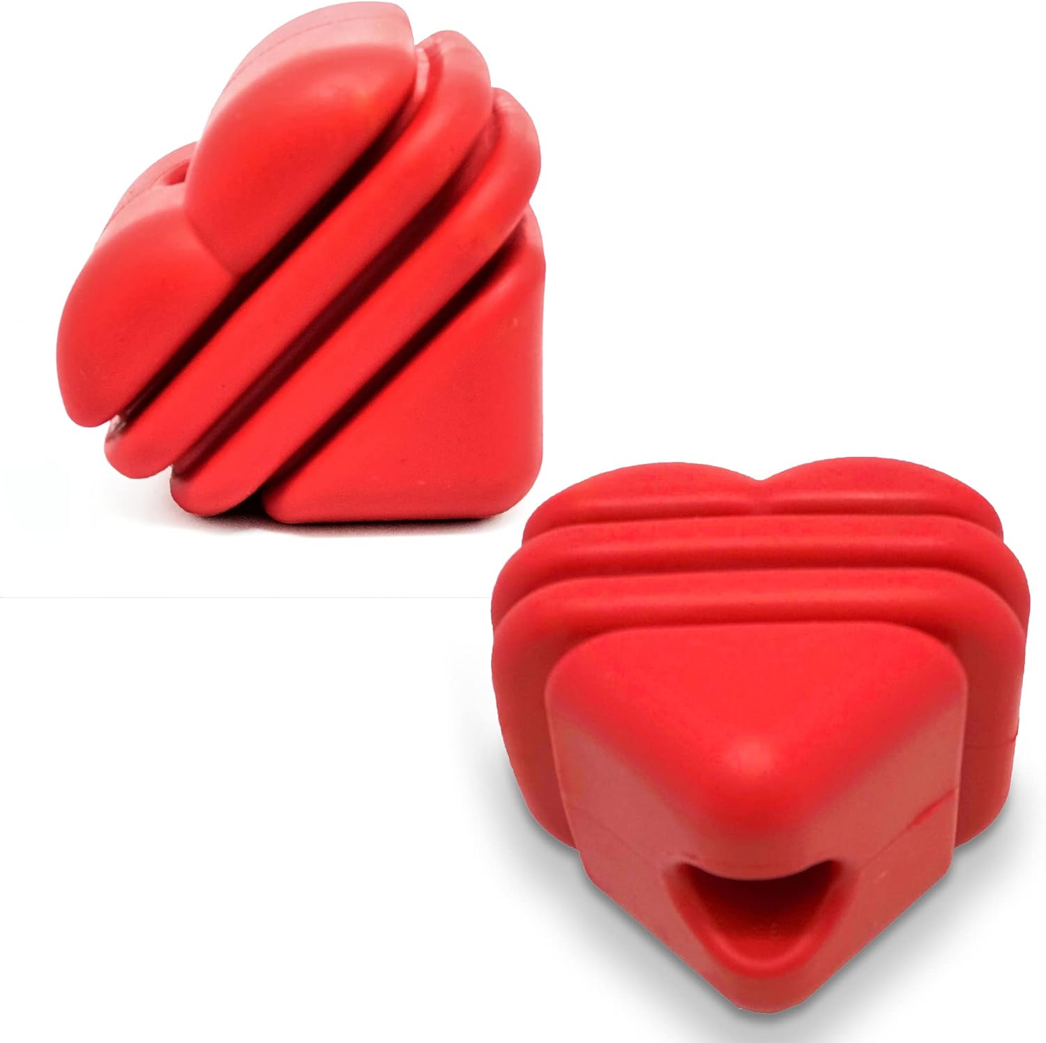 Mutts Kick Butt by Sodapup - Natural Rubber Heart on a String Reward Ball - Chew & Dental Toy - Aggressive Chewers - Red
